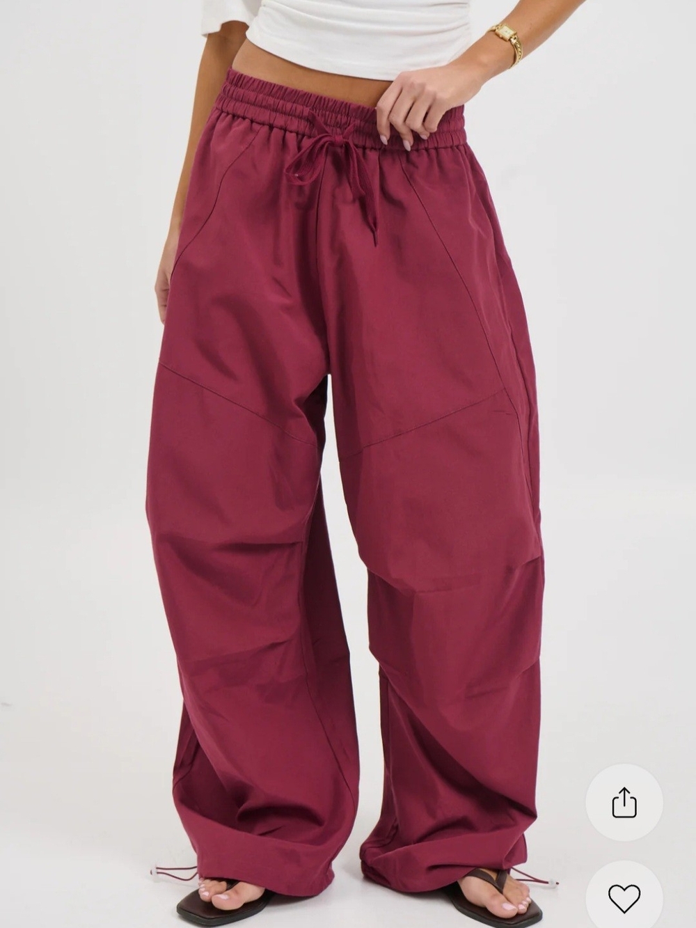 Bronze Snake Lavinia Women's Wide Leg Drawstring Pants in Wine - Picture 5 of 6